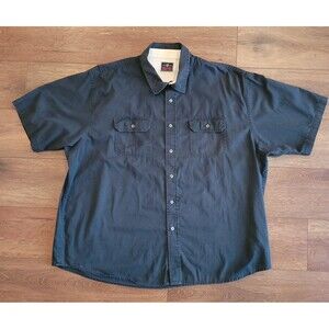 Wrangler Shirt Mens 3XL Black Button Front 100% Cotton Pockets Short Sleeve